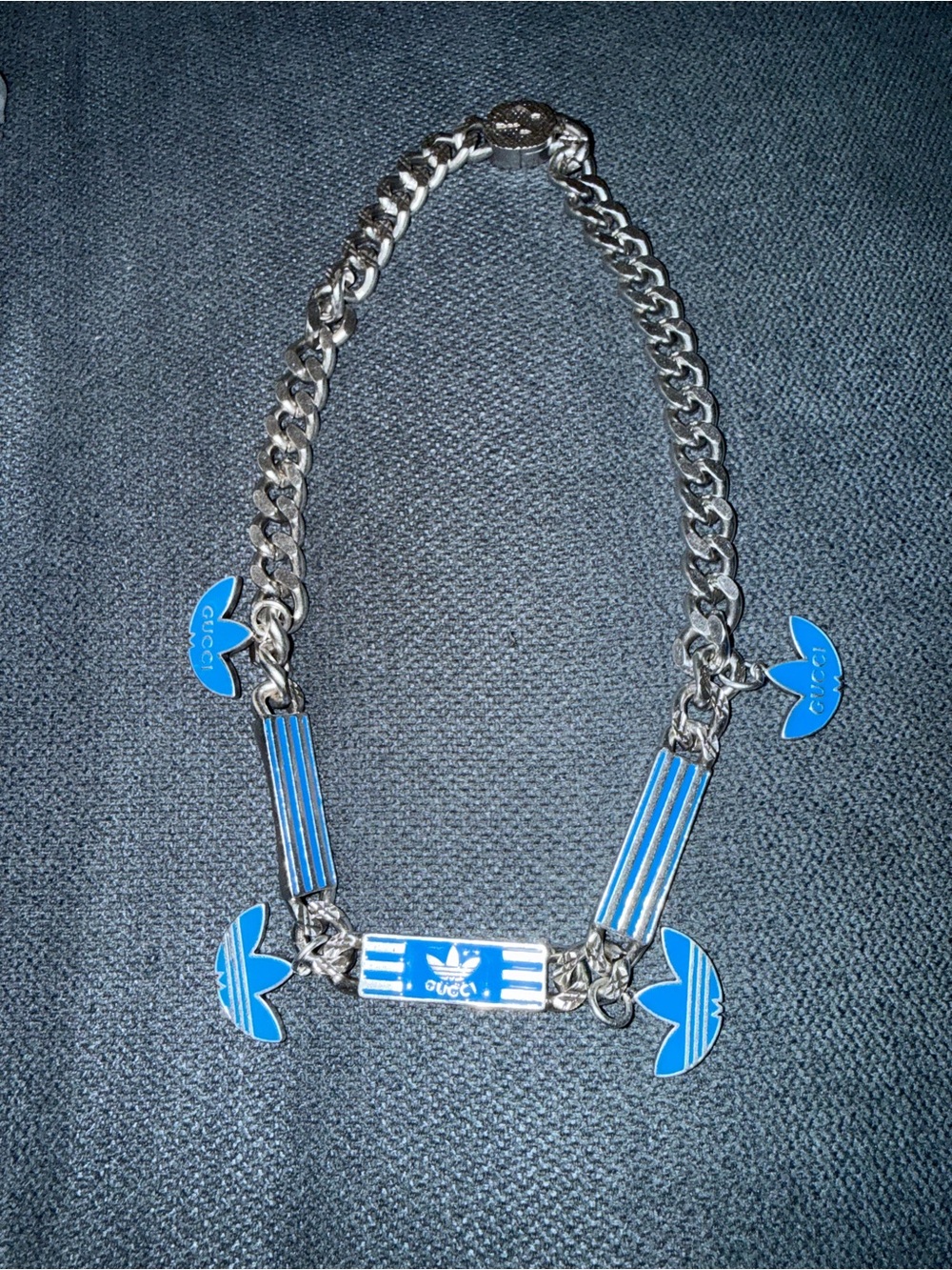 Authentic adidas x Gucci Gourmette Chain Necklace w/ Trefoil Pendant